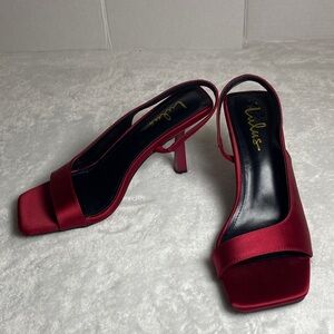 Lulu's Red Satin Slingback Heels Size 8